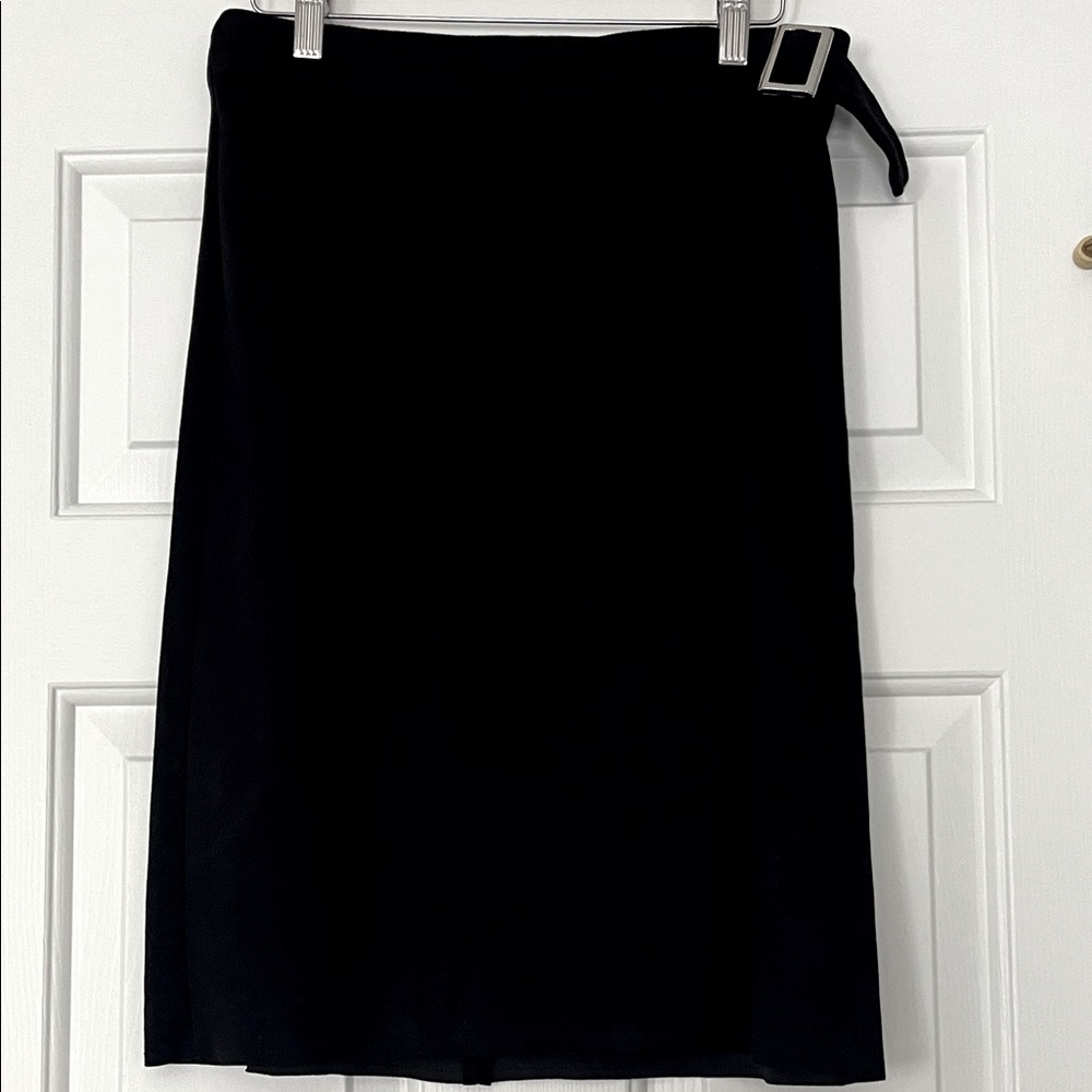JustFab Black Wrap-style Pencil Skirt with attached adjustable “belt” size S